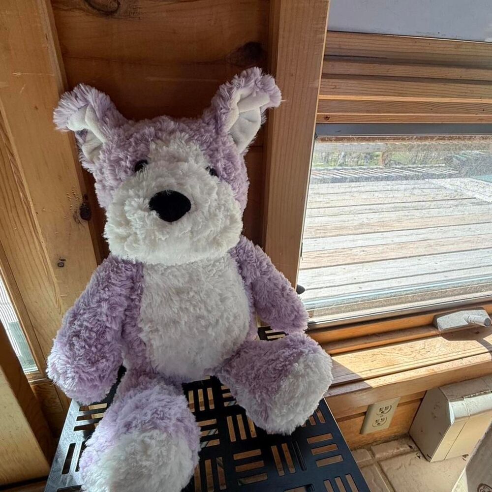 Manhattan Toy Purple and white stuffed puppy